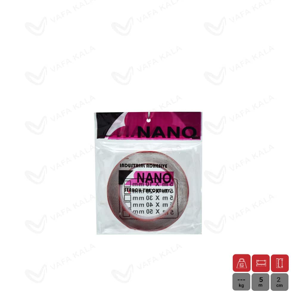 چسب دوطرفه ژله ای نانو شفاف عرض 2 سانت-طول 5 متر